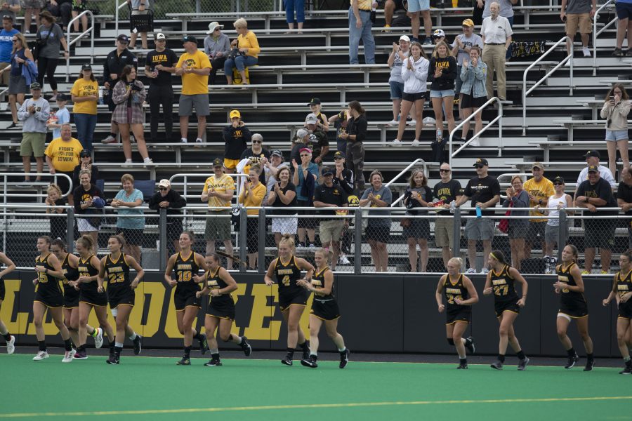 Fans cheer after Iowa defeats St. Louis at Grant Field in Iowa City on Sunday, Sept.4, 2022. The Hawkeyes defeated the Billikens, 6-0.