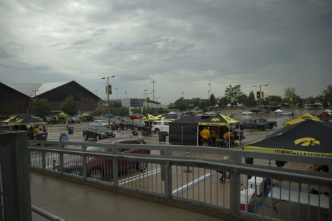 The Kinnick Stadium parking lot is seen before a football game between Iowa and Nevada in Iowa City on Saturday, Sept. 17, 2022.