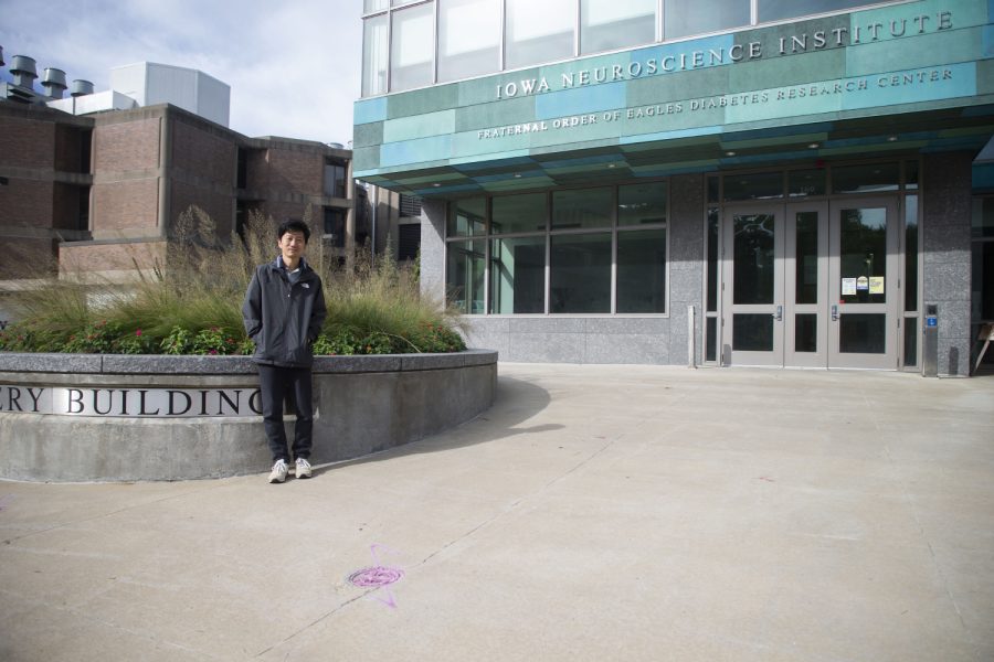 University of Iowa Assistant Professor of Biomedical Engineering Yuliang Xie poses for a portrait in front of Pappajohn Biomedical Discovery Building on Sept. 22, 2022.