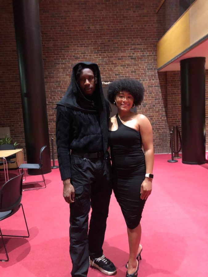Isaac Addai, event director and performing rapper (left), posed for a portrait with Dajzané Meadows-Sanderlin, assistant stage manager and performing reciter (right), at Borderless: An All Black Affair on the evening of Wednesday, Sep. 7.