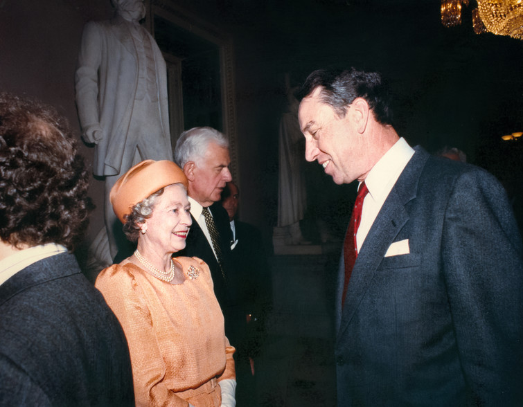 Sen. Chuck Grassley, R-Iowa, meets with Queen Elizabeth II when she delivered her 1991 address to Congress.