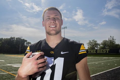 Iowa linebacker Jack Campbell poses for a portrait during Iowa football media day at Iowa football’s practice facility on Friday, Aug. 12, 2022. 