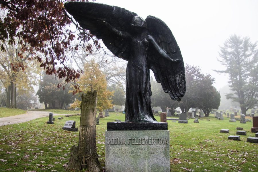 The Black Angel is seen on Thursday, Oct. 22, 2020 in Iowa City.