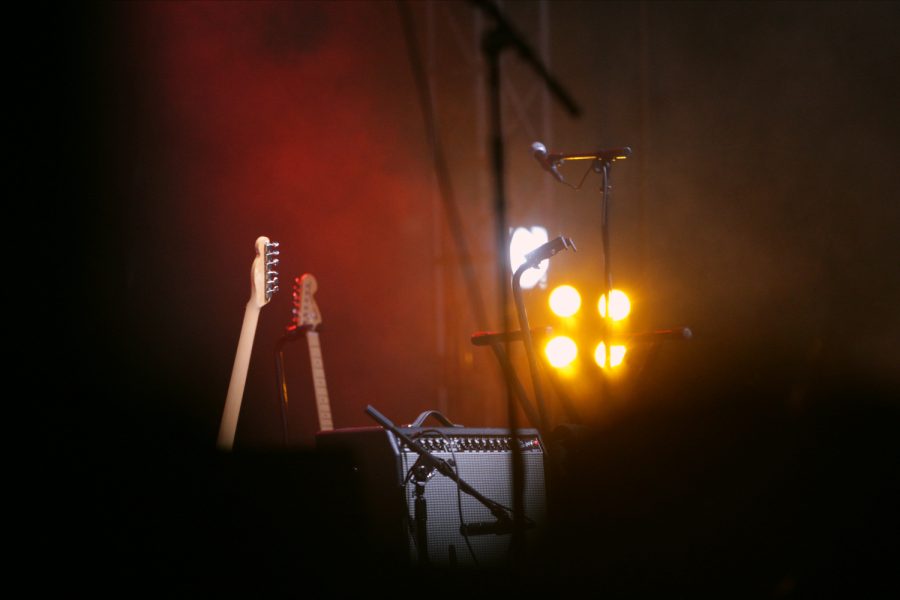 An empty stage is seen in between sets at a concert hosted by Scope Productions on the Old Capital lawn on Friday, Oct. 28, 2022.