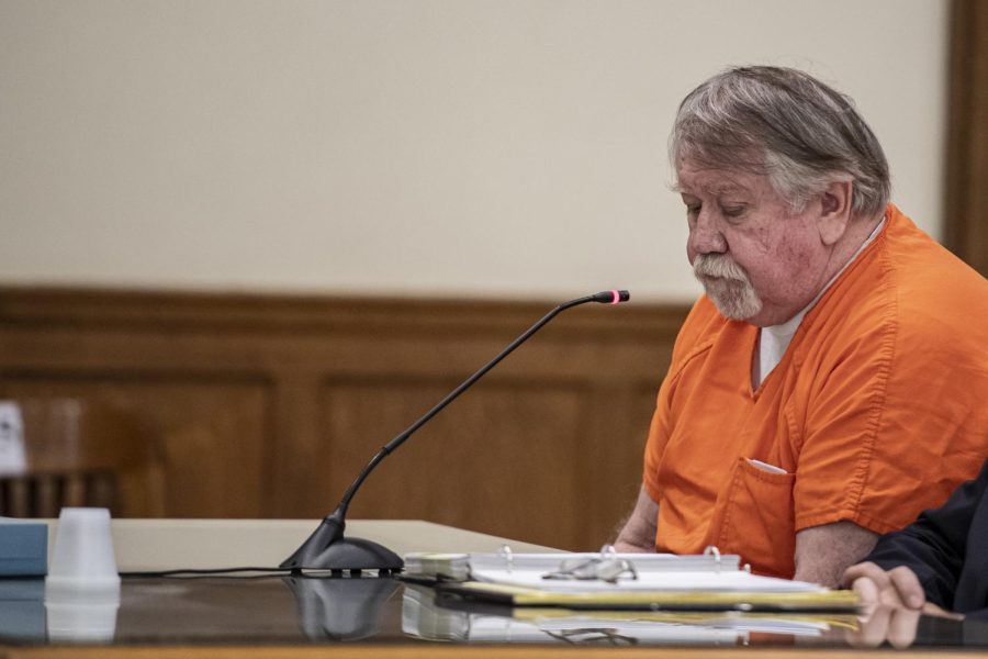Roy+Browning+Jr.+and+defense+attorney+Leon+Spies+at+his+plea+hearing+on+Oct.+12%2C+2022.+Browning+pleaded+guilty+to+second-degree+murder+through+the+Alford+Plea+at+the+Johnson+County+Courthouse.+%28Nick+Rohlman%2FThe+Gazette%29