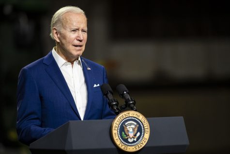 President Joe Biden speaks during his visit at the POET Bioprocessing ethanol plant in Menlo, Iowa, on Tuesday, April 12, 2022.