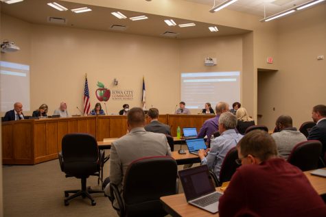 The Iowa City Community School Districts school board meeting is seen on Tuesday, Sept. 27, 2022.