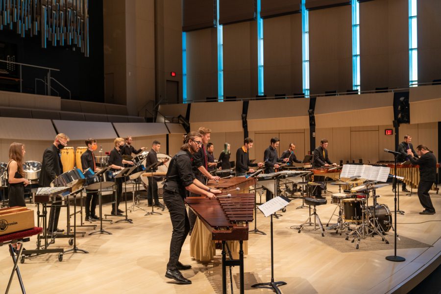 Contributed photo of the University of Iowa Ensemble and Faculty Percussion concert contributed by Dan Moore.