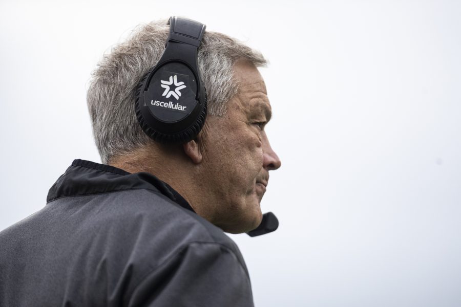 Iowa head coach Kirk Ferentz watches action during a football game between Iowa and Purdue at Ross-Ade Stadium in West Lafayette, Ind., on Saturday, Nov. 5, 2022. The Hawkeyes defeated the Boilermakers, 24-3.