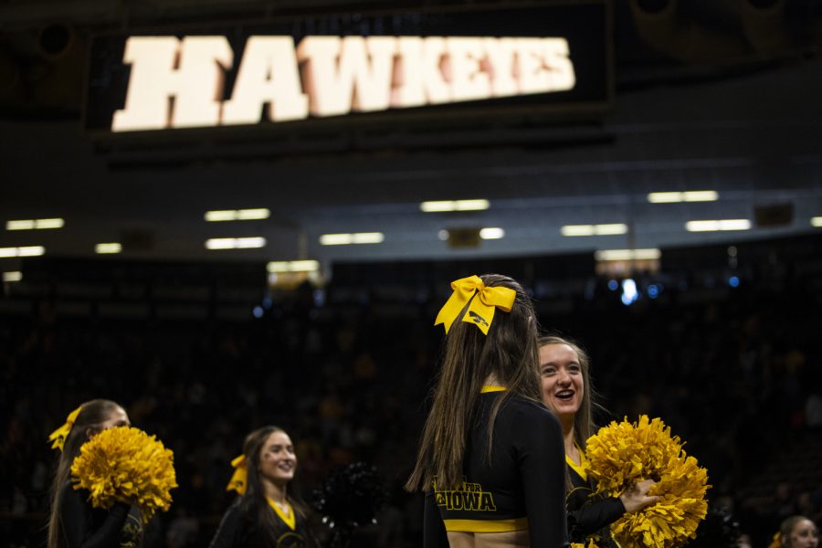 The+Iowa+spirit+squad+celebrates+a+team+win+during+a+wrestling+meet+between+Iowa+and+Cal+Baptist+at+Carver-Hawkeye+Arena+on+Sunday%2C+Nov.+13%2C+2022.+The+Hawkeyes+defeated+the+Lancers%2C+42-3.