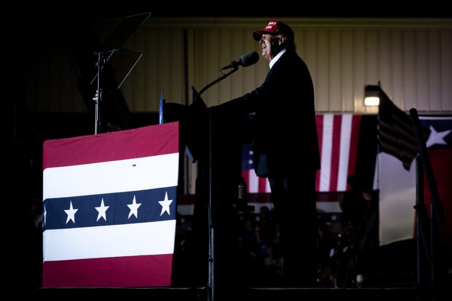 Former U.S. President Donald Trump speaks during his Texas rally at the Richard M. Borchard Regional Fairgrounds on Saturday, Oct. 22. 2022, in Robstown. (Angela Piazza for the Caller-Times/USA Today)
