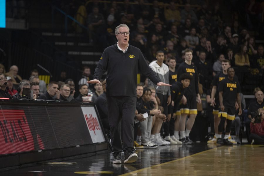 Iowa+head+coach+Fran+McCaffery+reacts+during+a+basketball+game+between+Iowa+and+Iowa+State+at+Carver-Hawkeye+Arena+in+Iowa+City+on+Dec.+8%2C+2022.+The+Hawkeyes+defeated+the+Cyclones%2C+75-56.
