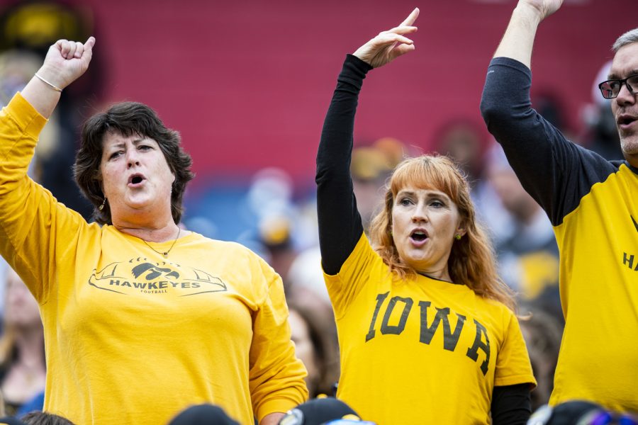 Iowa fans cheer during the 2022 TransPerfect Music City Bowl at Nissan Stadium in Nashville on Saturday, Dec. 31, 2022. (Grace Smith/The Daily Iowan)