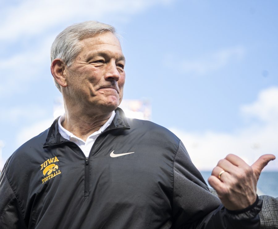 Iowa head coach Kirk Ferentz walks off the field after the 2022 TransPerfect Music City Bowl between Iowa and Kentucky at Nissan Stadium in Nashville. The Hawkeyes defeated the Wildcats, 21-0. With the win, Ferentz tied former Penn State head coach Joe Paterno for most bowl victories as a Big Ten coach with 10.
