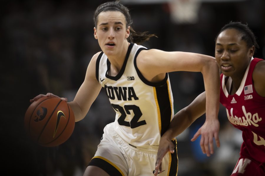 Iowa+guard+Caitlin+Clark+rushes+past+Nebraska+guard+Sam+Haiby+during+a+women%E2%80%99s+basketball+game+between+No.+10+Iowa+and+Nebraska+at+Carver-Hawkeye+Arena+in+Iowa+City+on+Saturday%2C+Jan.+23%2C+2022.+The+Hawkeyes+defeated+the+Huskers%2C+80-76.