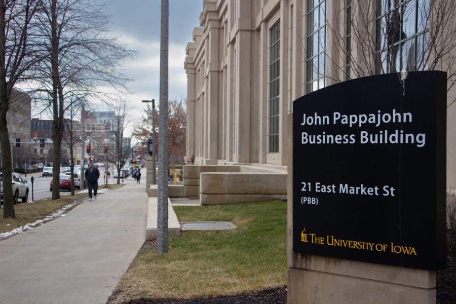 The+John+Pappajohn+Business+Building+is+seen+in+Iowa+City+on+January+24%2C+2023.