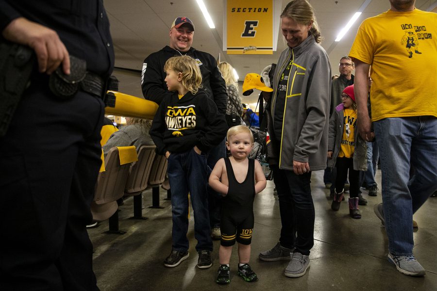 Iowa season ticket holder Colt Wendell poses for a portrait before a wrestling meet between No. 2 Iowa and No. 1 Penn State in Carver-Hawkeye Arena on Friday, Jan. 28, 2022. The Nittany Lions defeated the Hawkeyes, 19-13.