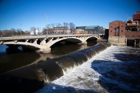 The Burlington Street Dam on the Iowa River is seen on Monday Feb. 13, 2023.