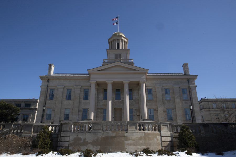 The Old Capitol building is seen on Monday Feb. 20, 2023. (Emily Nyberg/The Daily Iowan)