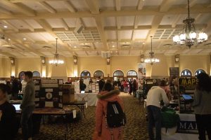 Students gather in the Main Ballroom at the Iowa Memorial Union for the Student Involvement fair on Jan. 26 2022.