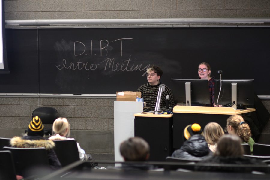 Members of the University of Iowas gardening club, D.I.R.T., conduct their introductory meeting on Tuesday, Jan. 31, 2023. 