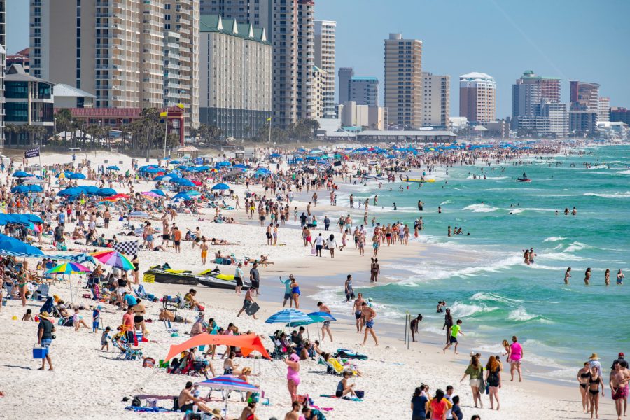 The+sands+along+Panama+City+Beach+were+crowded+with+Spring+Breakers+enjoying+warm+weather+Thursday%2C+March+17%2C+2022.