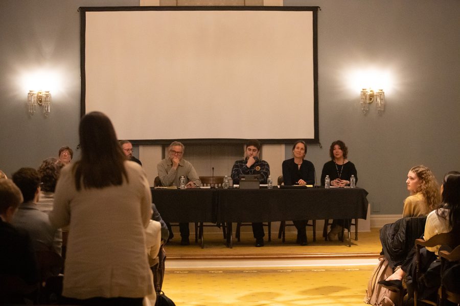 Members from the University of Iowa’s Student Government and the Iowa City City Council meet at the Old Capitol in Iowa City on Thursday Feb. 9, 2023. 