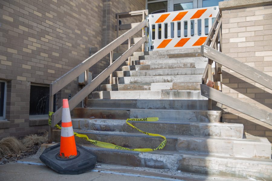 Van Allen Hall Eastside staircase seen on March 7, 2023.