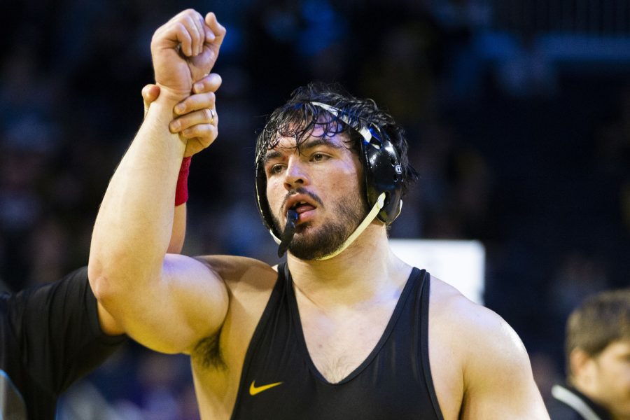 No. 3 seeded 285-pound Iowas Tony Cassioppi wins a match Northwestern No.4 Zach Davison during session three of the Big Ten Wrestling Championships at Crisler Center in Ann Arbor, Mich. on Saturday, March. 4, 2023.