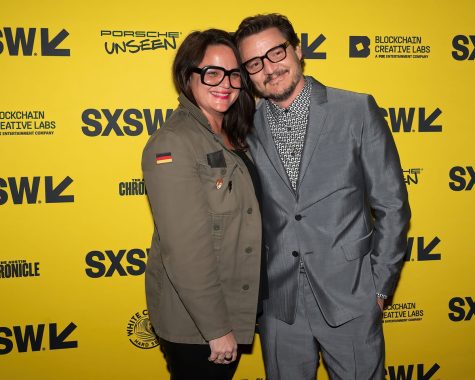 Pedro Pascal, right, at the premiere of The Unbearable Weight of Massive Talent during SXSW Film Festival at the Paramount Theatre on March 12, 2022, in Austin, Texas.