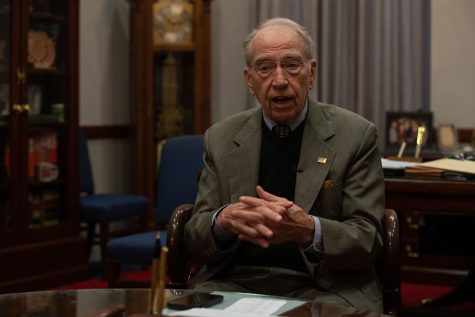 Iowa senator Chuck Grassley is seen in his office in the Hart building in Washington D.C. The DI sat down with Grassley to discuss recent state and local legislation. (Emily Nyberg/The Daily Iowan)
