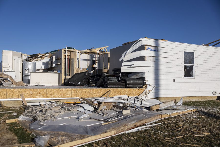 A+damaged+house+is+seen+at+the+corner+of+Old+Oak+Ridge+and+Highway+F62+in+Hills%2C+Iowa+on+Saturday%2C+April+1%2C+2023+after+a+tornado+went+through+parts+of+the+town+on+Friday.+The+tornado+impacted+a+new+development+in+the+city+of+902+people.