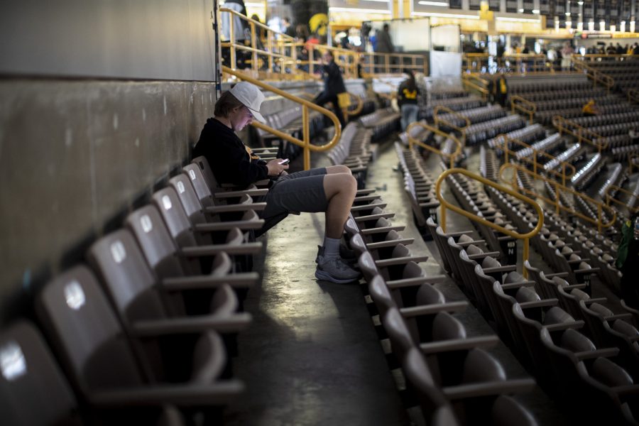 A fan sits after the watch party of the NCAA women’s basketball final at Carver-Hawkeye Arena on Sunday, April 2, 2023. The Tigers defeated The Hawkeyes, 102-85.