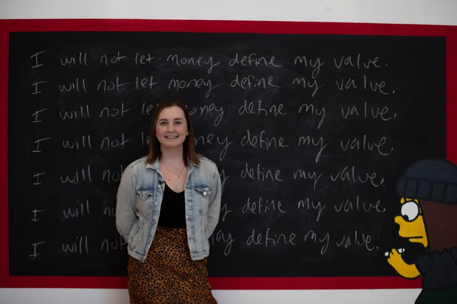 Katie Kiesewetter talks about her art in the Visual Arts Building on Friday, April 14, 2023.