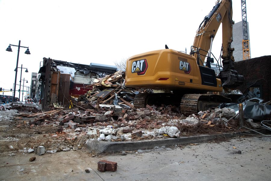 A bulldozer demolished The Mill  on Jan. 27 2021. The Mill was known as an art and concert venue for Iowa City artists and musicians before closing in May 2020.