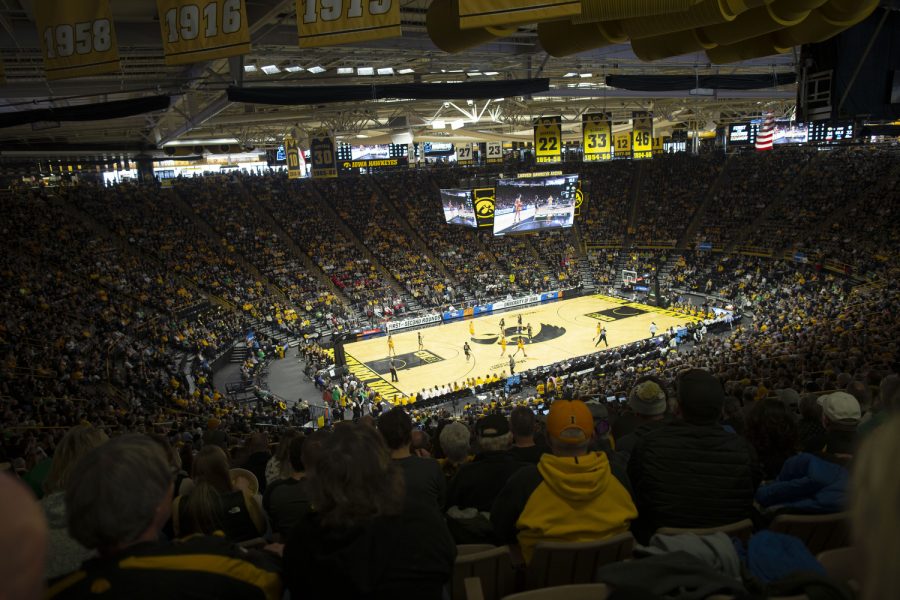 Fans attend a sold out 2022 NCAA Second Round women’s basketball game between No. 2 Iowa and No. 16 Southeastern Louisiana in sold-out Carver-Hawkeye Arena on Friday, March 16, 2023.