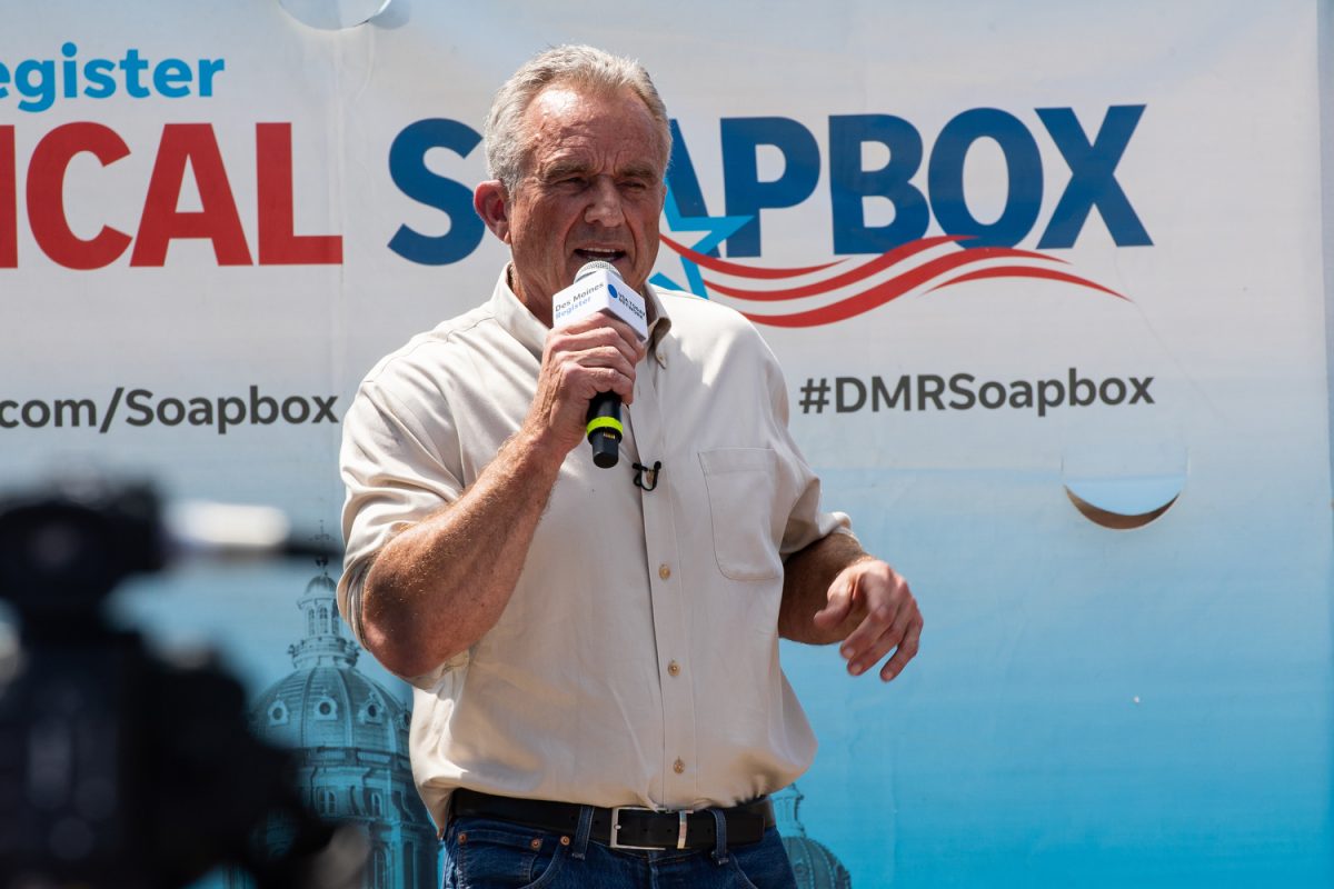 2024 presidential candidate Robert F. Kennedy Jr. speaks during the 2023 Iowa State Fair in Des Moines, Iowa, on Saturday, Aug. 12, 2023.