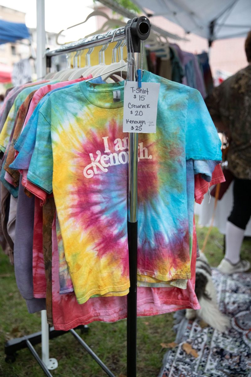 A clothing rack is seen at the Iowa City Flea Market at the PS1 Close House in Iowa City on Sunday, August 13, 2023.