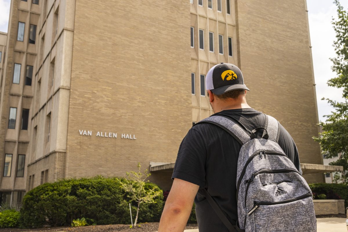 UI student Billy Stoynoff walks to class at the University of Iowa in Iowa City on Tuesday, Aug. 22, 2023. Stoynoff is a 33-year-old transfer student entering his third year in college. To document his experience adapting to Iowa City as a nontraditional student, he began making TikTok videos and has amassed over 6,000 followers in just about two weeks. Stoynoff is taking his TikTok videos day by day, unsure what the future looks like. “This is my first time doing all this stuff, “Stoynoff said. “And so whatever happens happens, right?” 