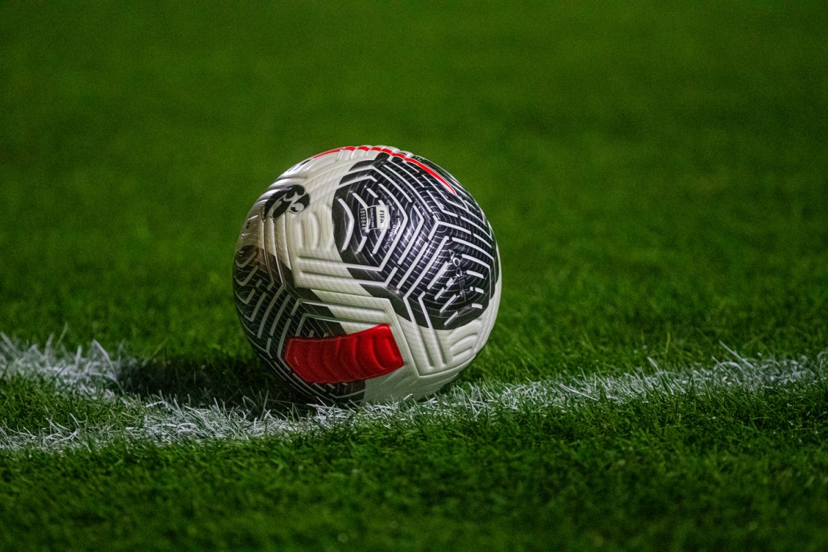 A soccer ball is seen during The Iowa women’s soccer game against there in state rivals the Iowa State Cyclones. Hawkeyes take the win 2-1. 