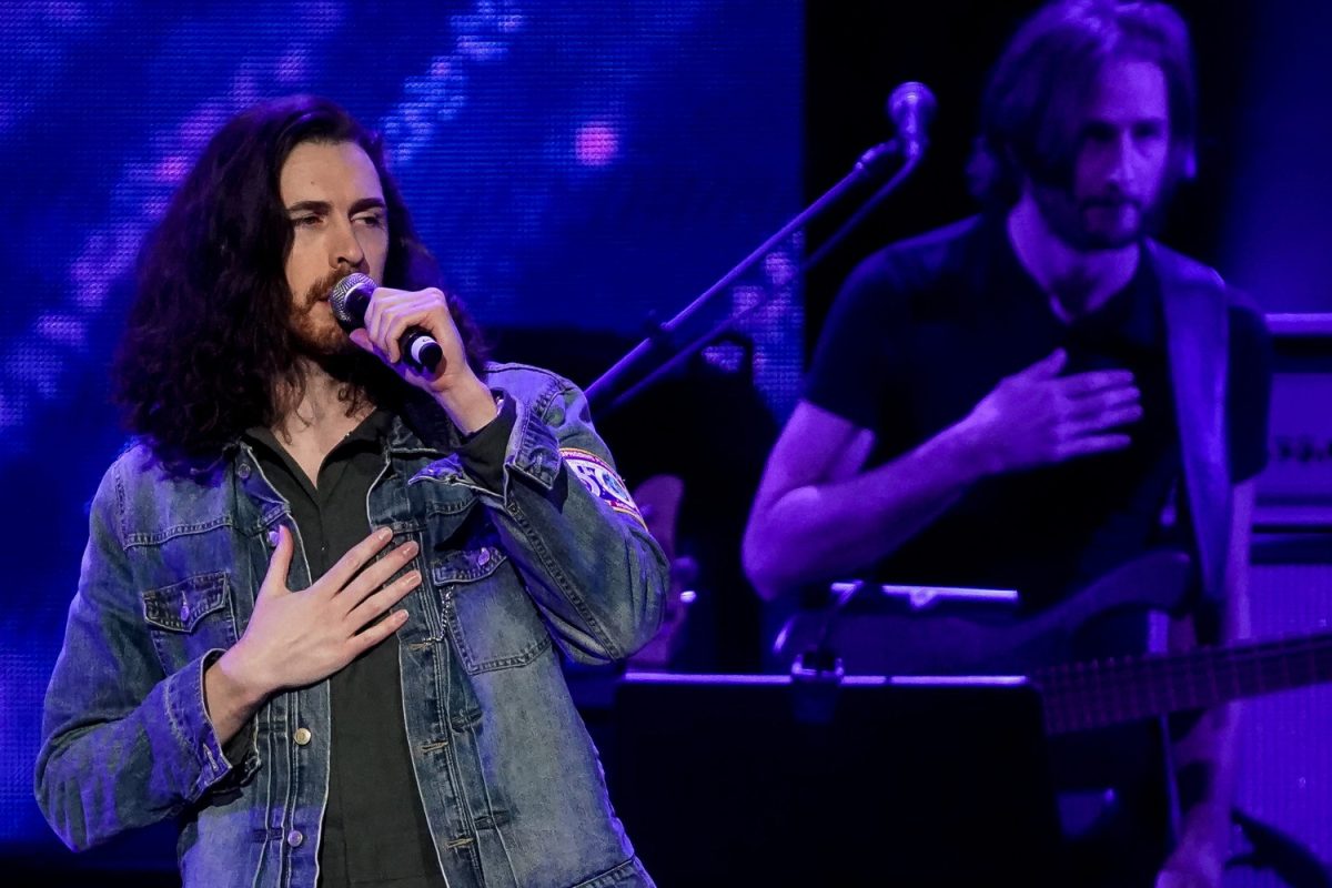 Hozier performs during the Love Rising concert at Bridgestone Arena in Nashville, Tenn., Monday, March 20, 2023.

Loverising 032123 An 048