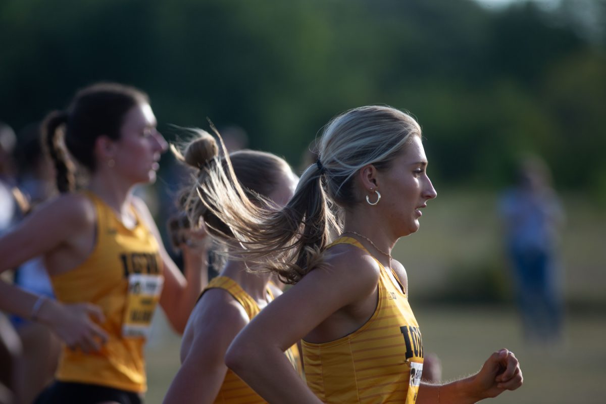 Iowas Brooke McKee runs during the Hawkeye invite at Ashton Cross-Country Course in Iowa City, on Friday, Sep. 1, 2023. The Iowa mens team won the Invite and the women came in second.