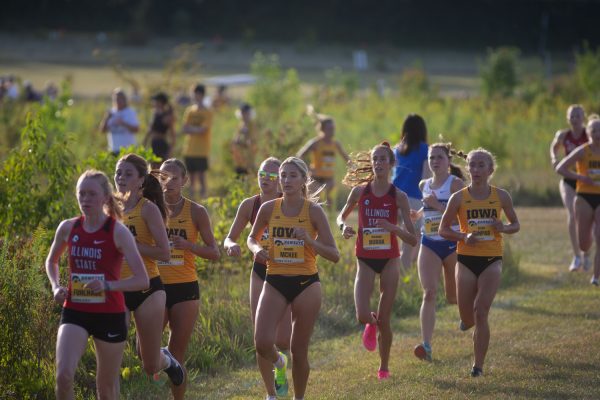 Runners compete during the Hawkeye Invite at Ashton Cross-Country Course in Iowa City, on Friday, Sep. 1, 2023. The Iowa mens team won the invite with the women coming in second second.