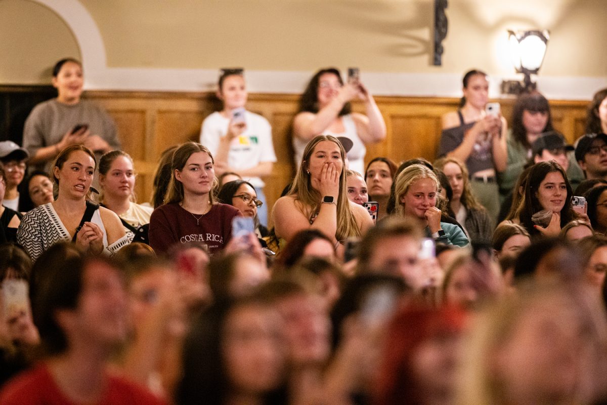 Fans wait for Brittany Broski’s arrival before a lecture hosted by the University of Iowa Lecture Committee in the Iowa Memorial Union on Thursday, Sept. 14, 2023. Broski has amassed almost 1.5 million YouTube subscribers and nearly eight million followers on TikTok. 