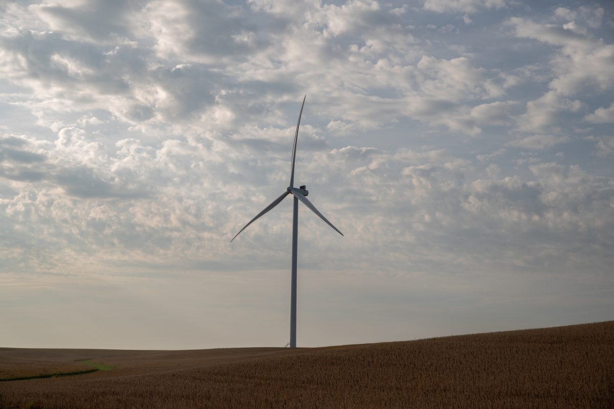 A wind turbine is seen in Iowa on Monday, Sept. 18, 2023.
