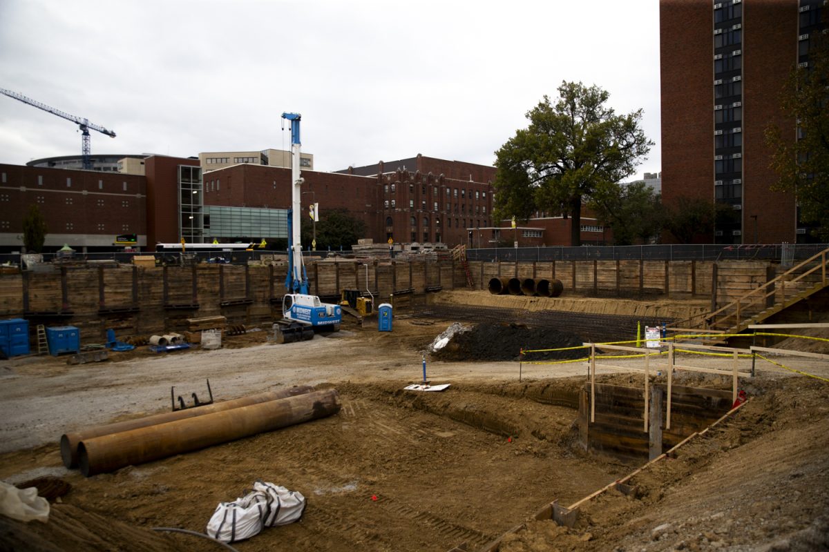 A construction site for the the Health Sciences Building is seen outside the Gerdin Athletic Learning Center, Iowa City on Tuesday, Oct. 31, 2023.