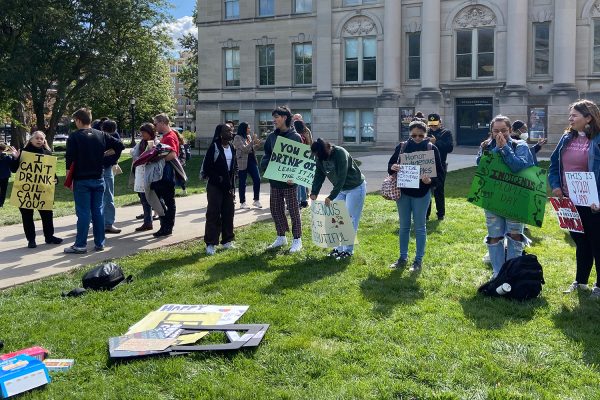 The Latino Native American Cultural Center and Native American Student Organization hosts a Decolonization Rally for Indigenous Peoples’ Day on the Pentacrest on Monday, Oct. 9, 2023.
