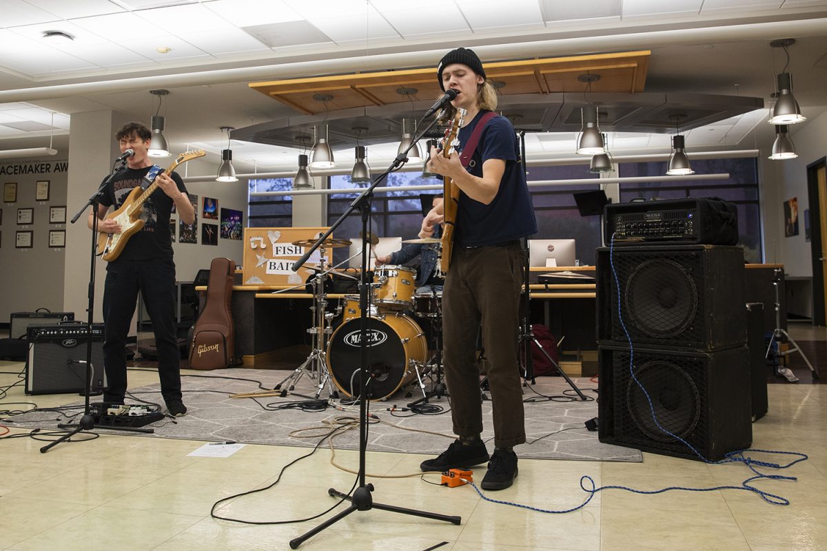 Iowa City band Fishbait performs at The Daily Iowan Headliners in The Daily Iowan newsroom on Saturday, Oct. 28, 2023.