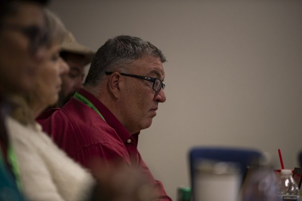 Vice Chairperson Rod Sullivan listens to a presentation about public transportation during the Johnson County Board of Supervisors Meeting at the Johnson County Public Health and Clinical Services building on Wednesday, Nov. 1, 2023. 