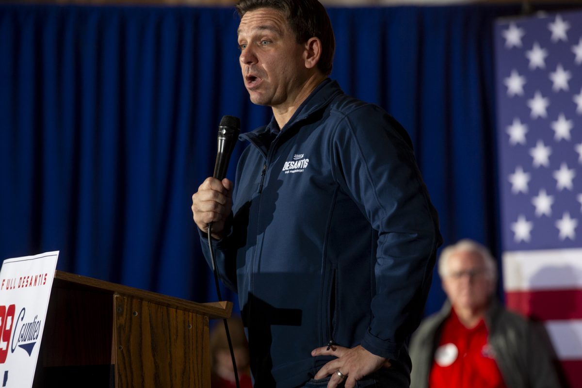 Republican+presidential+candidate+and+Gov.+Ron+DeSantis+speaks+during+the+99th+County+Rally+at+the+Thunderdome+in+Newton%2C+Iowa+on+Saturday%2C+Dec.+2%2C+2023.+DeSantis%E2%80%99+99th+stop+in+Jasper+County%2C+Iowa+rounds+out+the+%E2%80%9Cfull+Grassley%E2%80%9D.+